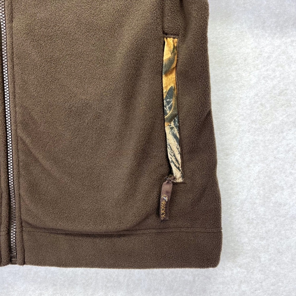 Rocky Camo Fleece Jacket Size M Polyester Brown Convertible Zip Off Sleeve Vest - Picture 8 of 13